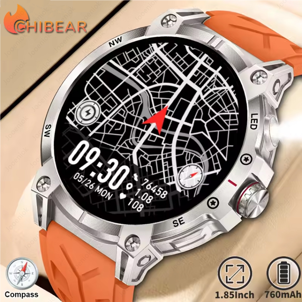 2025 Nuovo per Huawei Xiaomi Astuto Della Vigilanza Degli Uomini tutto'aperto Bussola 760mAh Grande Batteria sport Chiamata Bluetooth 1.85 "ultra HD Smartwatch