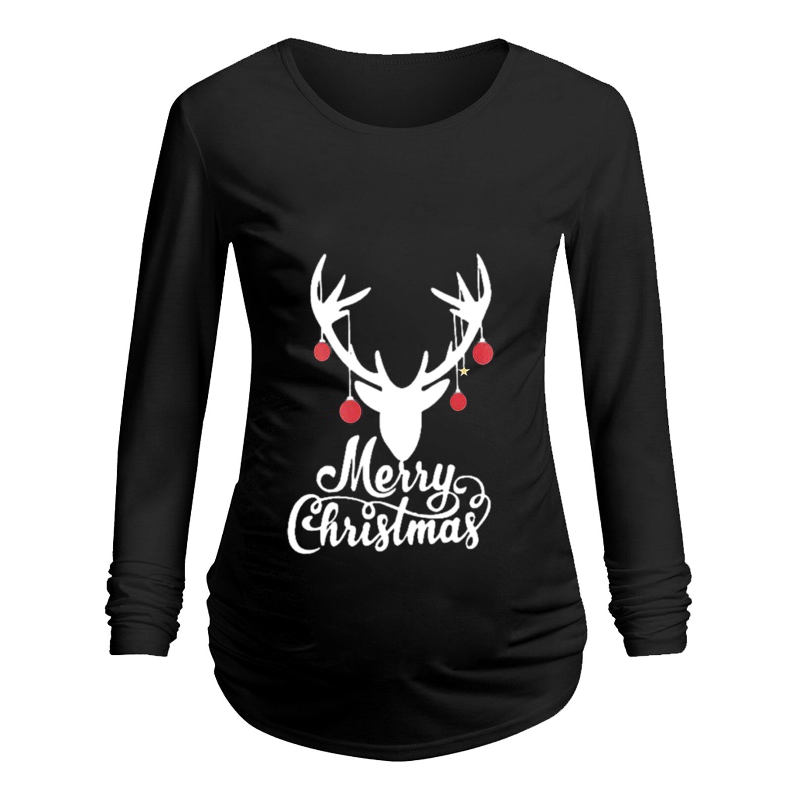 Trendy Top Tees For Pregnant Women Christmas Deer Cartoon Printed Long Sleeve Year Christmas Pregnancy Shirt Tops Xmas: MULTI / S