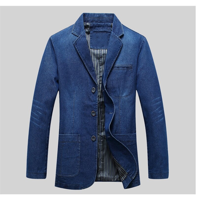 Mens Denim Blazer Men Cotton Vintage Suit Outerwear Male Blue Coat Denim Jacket Men Slim Fit Jeans Denim Blazers Top