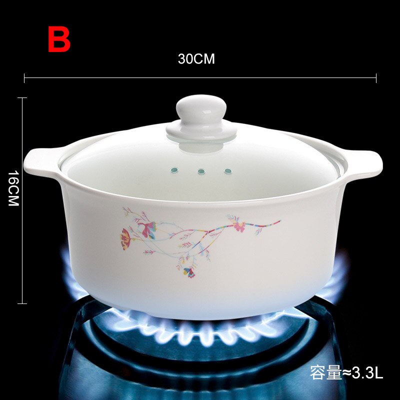 Just one pot Casserole heat-resistant health stew pot ceramics Soup pot stew pot open flame household gas porcelain pot: B