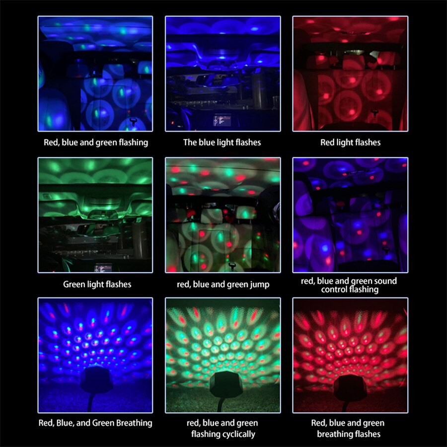 Proyector LED de bola de discoteca para niños, luces de con sonido activado para coche, club nocturno, decoración de habitación, de cumpleaños