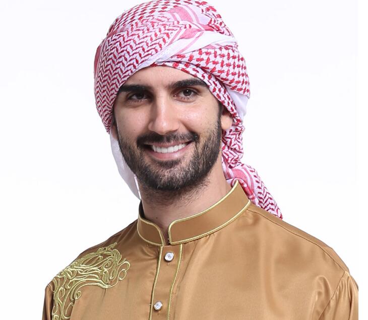 5 st muslimska hijab arabiska halsdukar män arabiska keffiyeh islamiskt pannband hatt mössa mössa tryck man halsduk turban arabiskt huvudskydd