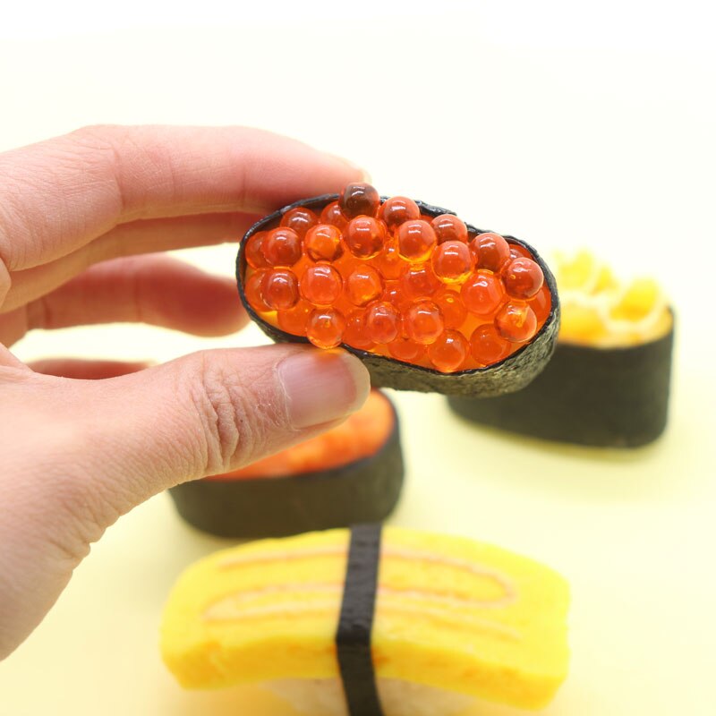 Imán de nevera para sushi japonés, modelo de comida de salmón, Decoración de cocina, adhesivo magnético, pasta creativa, estéreo, arte artesanal,
