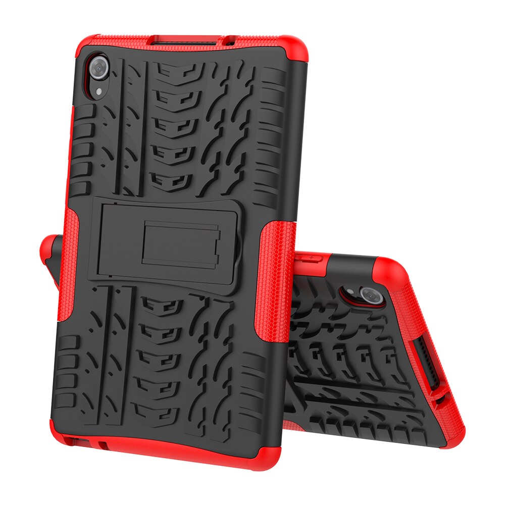 Shockproof Case Voor Lenovo Tab M8 Hd Fhd TB-8505X TB-8505F TB-8705F TB-8705N 8 Inch Tablet Pc Armor Cover Met Achter kicstand: Rood