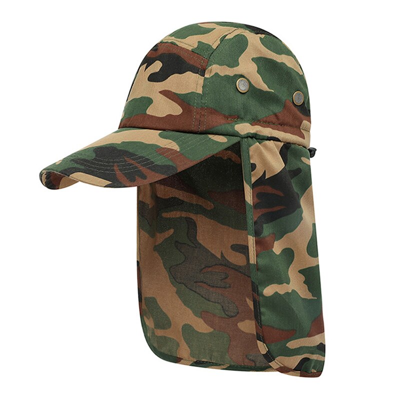 Udendørs unisex vandrekasketter hurtigtørrende solskærmshætte hat solbeskyttelse med øre-halsklap til vandre-ridehuer: Camouflage