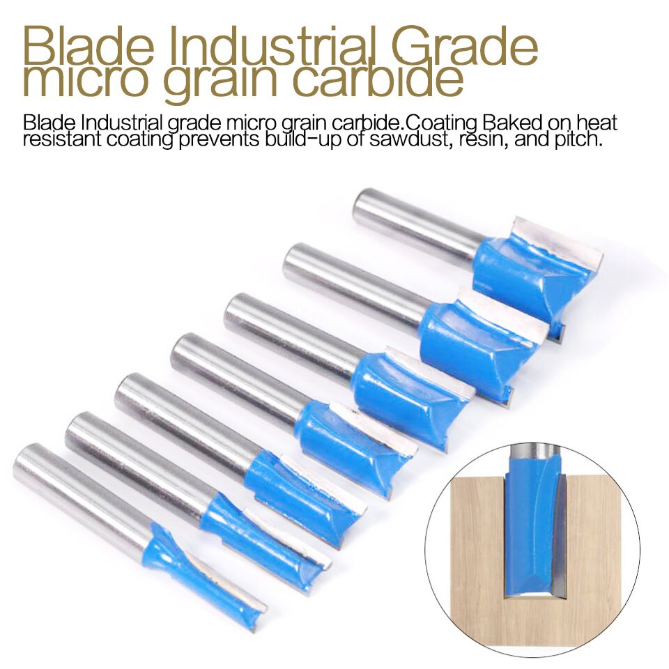 8mm Shank Straight/Dado Router Bit Set Diameter Woodworking Tools CNC Milling Cutter Endmill for Wood