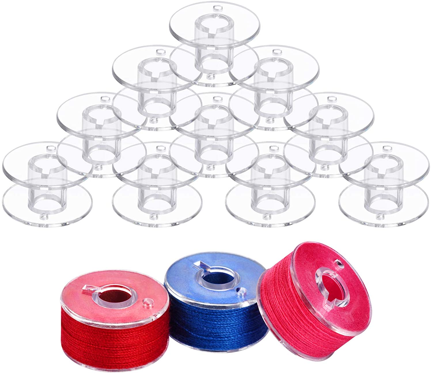 Bobines Sa156 pour Machine à coudre Brother, 50 pièces, bobines en plastique avec étui, bobines de Machine à coudre en plastique Transparent, bricolage