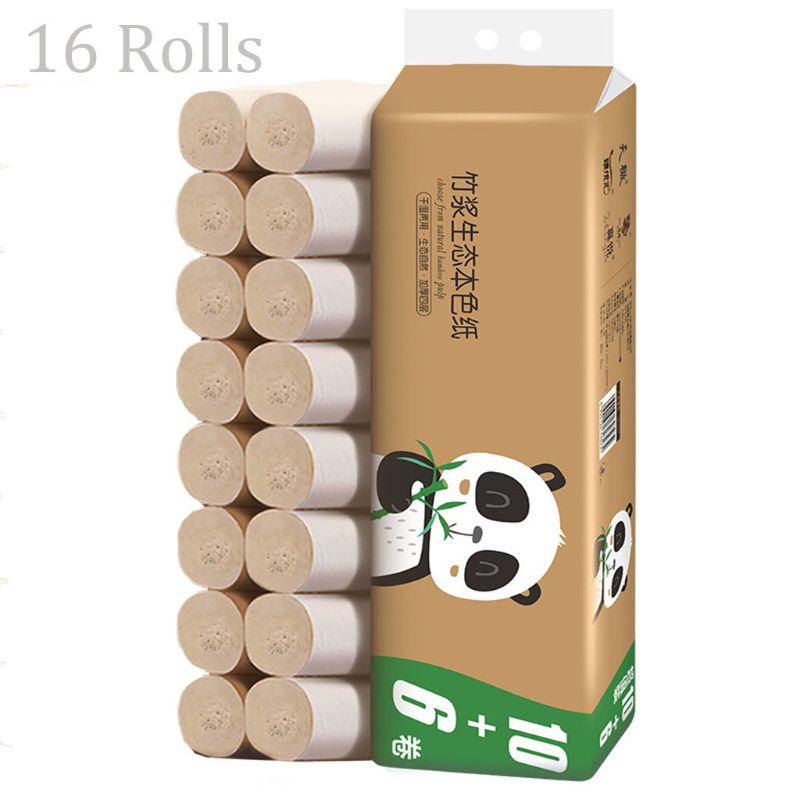 Wc-papier Handdoeken Bamboe Natuurlijke Kleur 122*130Mm 4-Ply Dikker 16 Rolls Pack