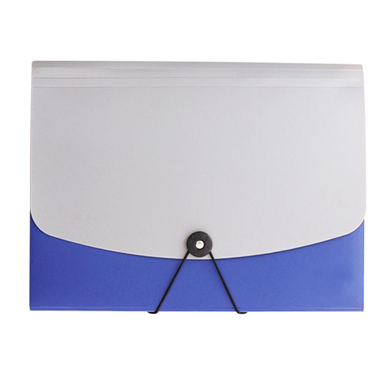 1pc 13 Pockets Expanding File Folders Buckle A4 Accordion File Holder Organizer File Folder with Dividers (Blue)