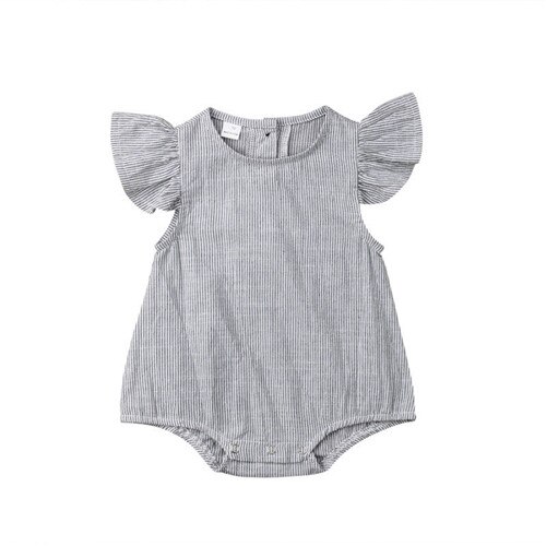 Neugeborenen Kleinkind Baby Jungen Mädchen Kleidung Gestreiften Rüschen Karosserie Baumwolle Karosserie Sommer Baby Kleidung Outfit 0-18 mt: 18m