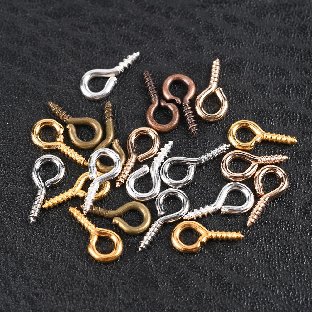 Mini épingles à vis pour la fabrication de bijoux, 100 – 200 pièces/lot, perles, crochets filetés, œillets, fermoirs, fournitures de bricolage
