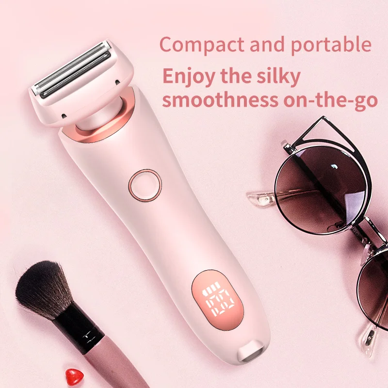 2-in-1 elektrischer Epilierer, Rasierer, wasserdicht, Doppelkopf, elektrischer Epilierer für Frauen, wiederaufladbarer Gesichtsepilierer, Körper-Epilierer