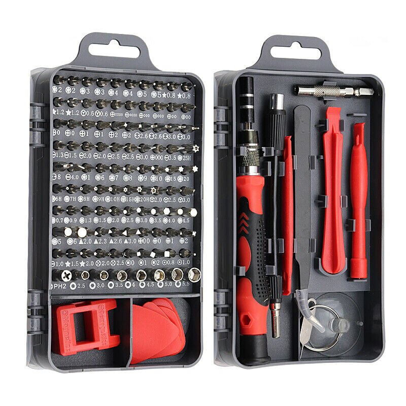 115 st skruvmejsel set mini precisionsskruvmejsel multi dator pc mobiltelefon enhet reparation isolerade handverktyg för hem: Röd