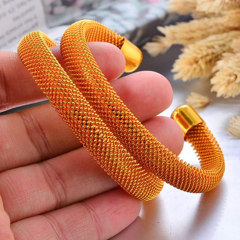 Bracelet manchette couleur or dubaï 24K pour femmes, bijoux éthiopiens, bijoux de mariage africains, de fête: PLAQUÉ ARGENT