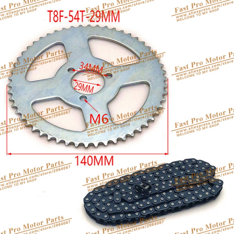 47 49cc T8F chain 136 Links and 54T teeth 29mm /26MMChain sprocket for mini moto atv quad 2 stroke engine parts accessories