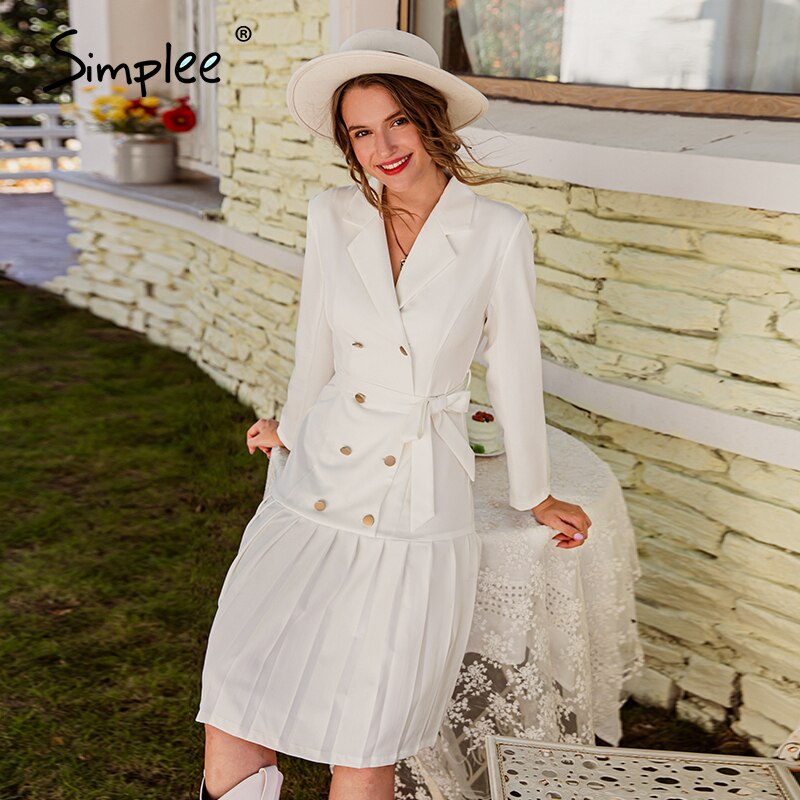 white dress with pleated bottom White Dress With Pleats