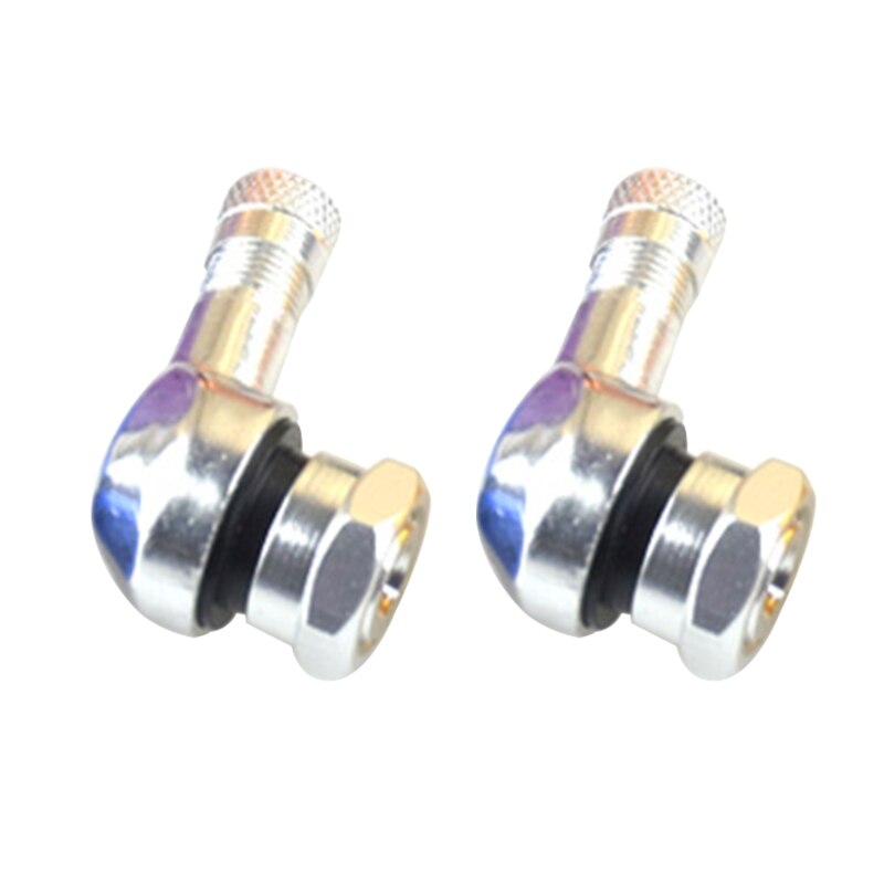 Vástago de válvula de aleación de aluminio con ángulo de 90 grados, vástago de válvula para neumático sin cámara de motocicleta CNC, 2 uds., para piezas de rueda de llanta de 11,3mm: Plata