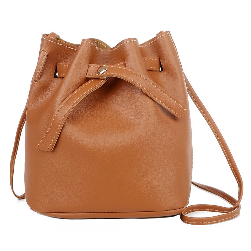 Bolso de cubo de Color sólido para mujer, bolsa de hombro, novedad de verano, primavera,: Café