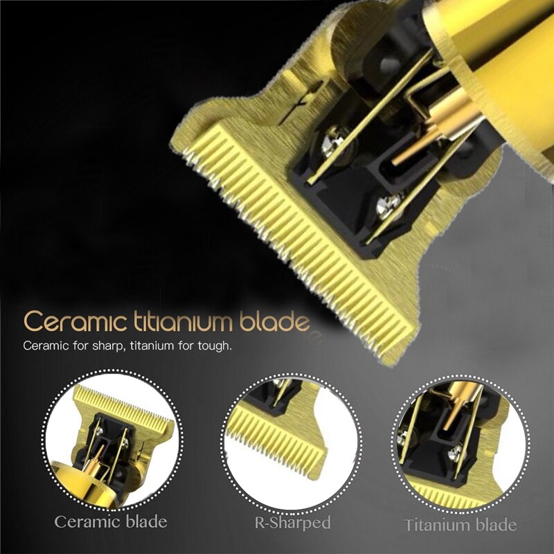 Oplaadbare tondeuse elektrische tondeuse baard scheermes haar knippen scheerapparaat (goud)