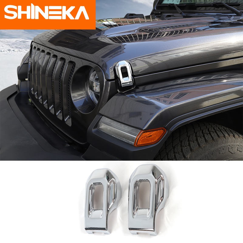 SHINEKA Engine Bonnets for Jeep Wrangler jl Hood Latch ABS Engine Lower Hood Latch+Upper Hood Catch Bracket for Jeep JL: Chrome Cover