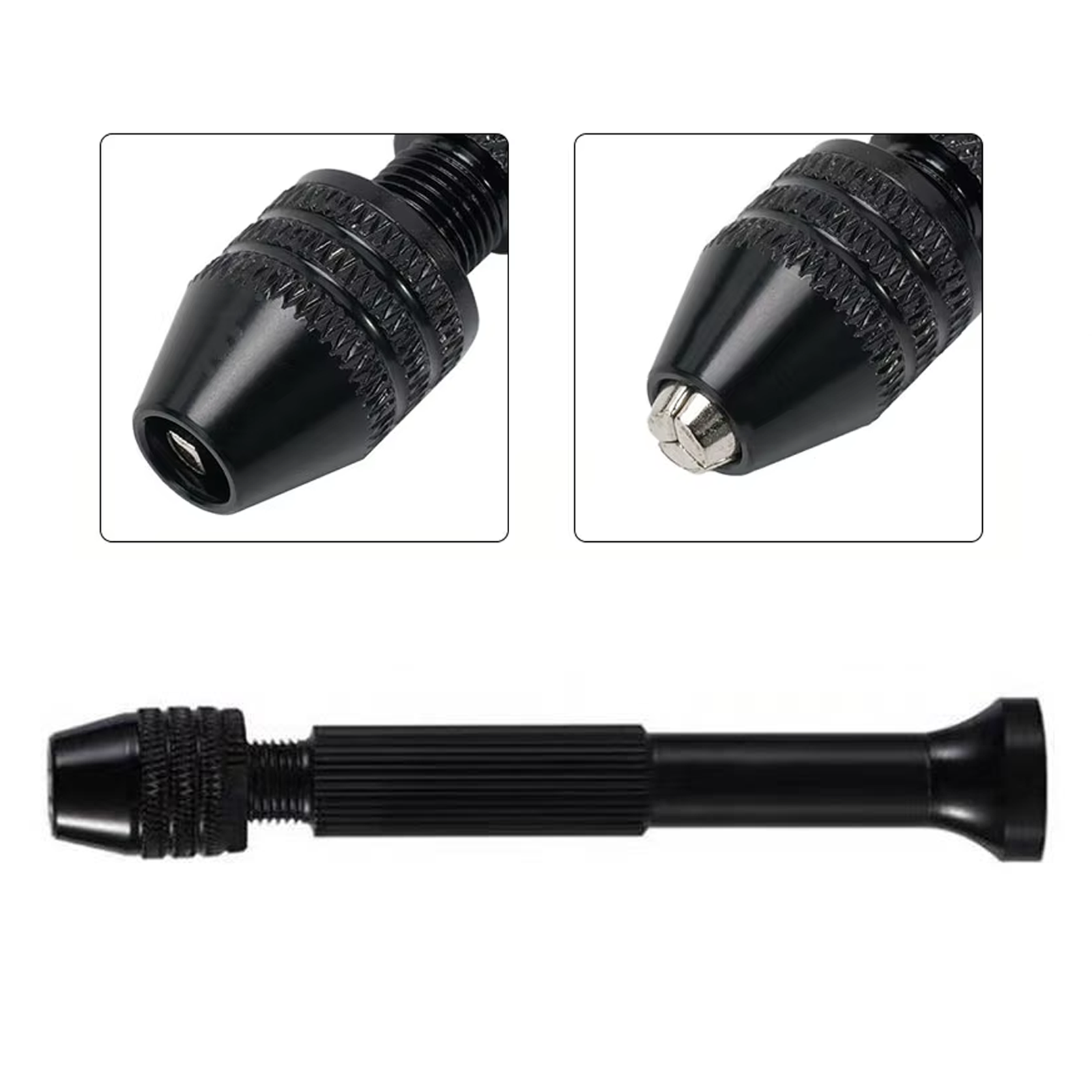 Mini juego de herramientas de 1/11 piezas con taladro helicoidal manual negro, taladro helicoidal de 10 piezas para perforación de carpintería y herramientas rotativas para agujeros de madera