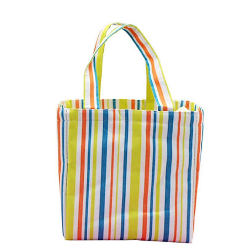 Waterproof Lunch Bag for Women kids Men Cooler Lunch Box Bag Striped Tote canvas lunch bag Insulation Package Portable: Green