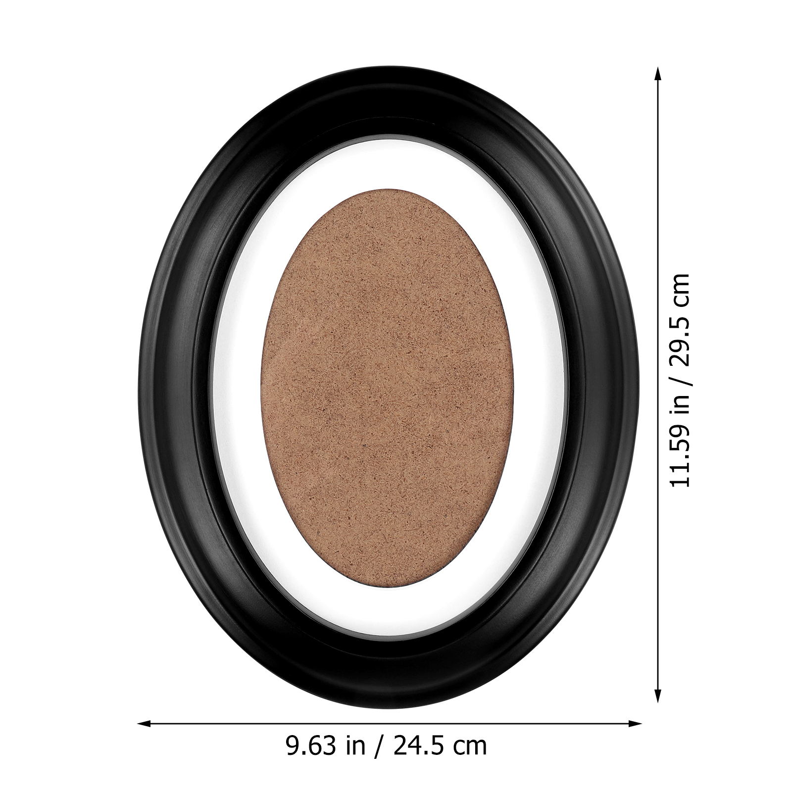 Moldura oval de madeira para decoração de parede em preto clássico (10 polegadas, pregos de montagem incluídos)