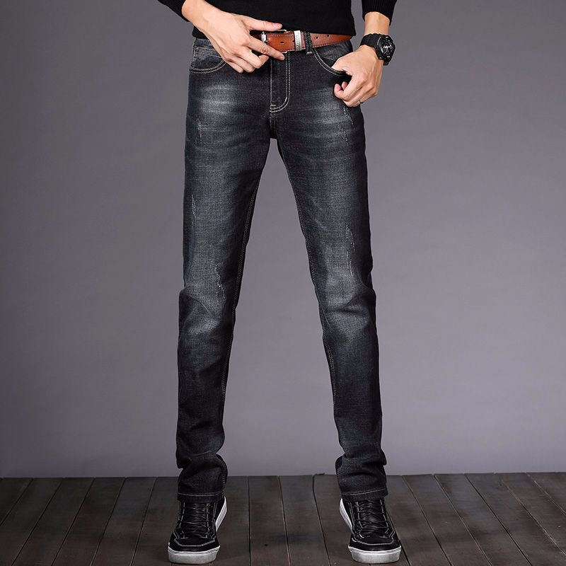 Business Casual Straight Slim Fit Black Jeans Stretch Denim Pants Trousers Classic Men Jeans jeans