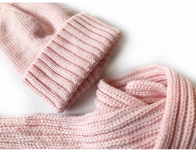 2 stk babyhatter skjerf sett strikket vinterstjerne beanie bomull varm pompon caps barn myke hatter barn jenter gutter