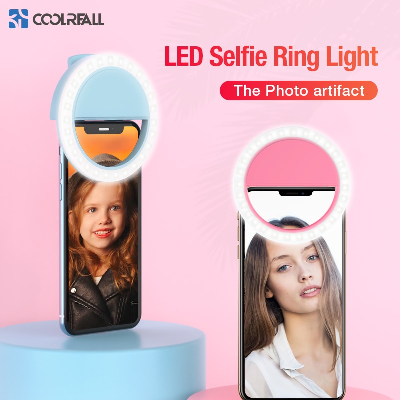 Coolreall LED Selfie Luz Portátil teléfono móvil Clip lámpara para iPhoneiPhone XR XS Max Samsung s10 note9 anillo Led Selfie anillo Led