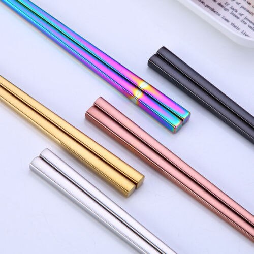 Rainbow Colorful Chopsticks Metal Chinese Stainless Steel Reusable Tableware
