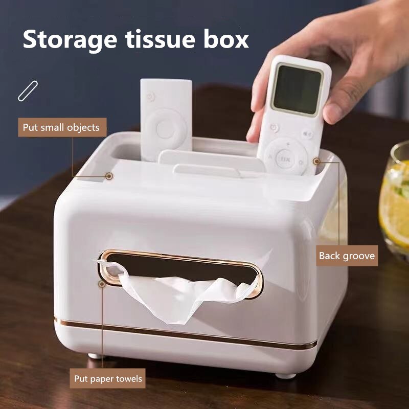 Nordic Plastic Tissue Dozen Met Afstandsbediening Houder Multifunctionele Tissue Papier Opbergdoos Thuis Kantoor Aanrecht Organizer