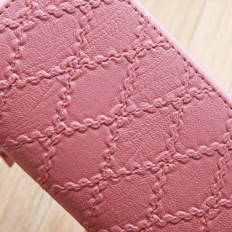 Vrouwen portemonnee met kwastjes, lange clutch, grote capaciteit, portemonnees met ruitvormige rits, damesportemonnee, telefoonvakje, kaarthouder, carteras