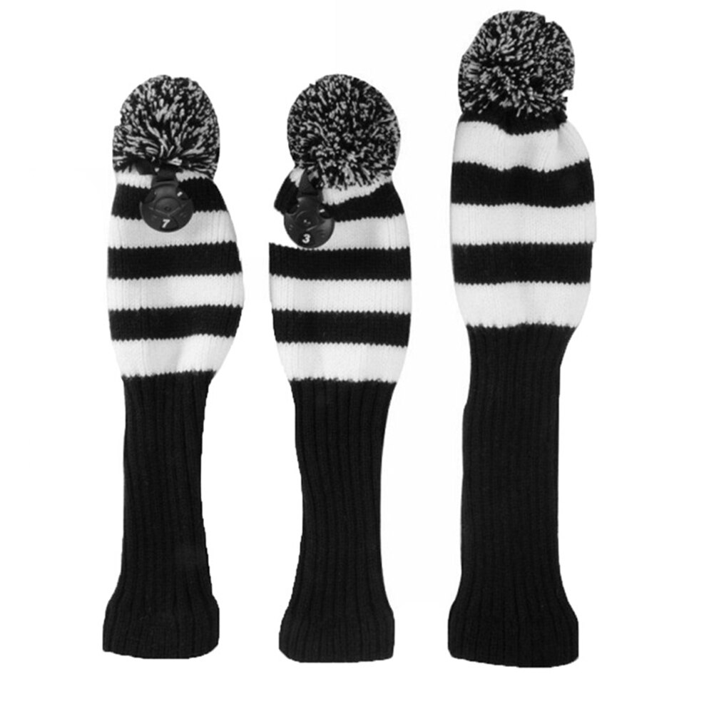 Fairway Metaal Hout Rood/Zwarte Golf Headcover Knit Pom Head Cover Set Duurzaam Slijtvast ALS88: Black