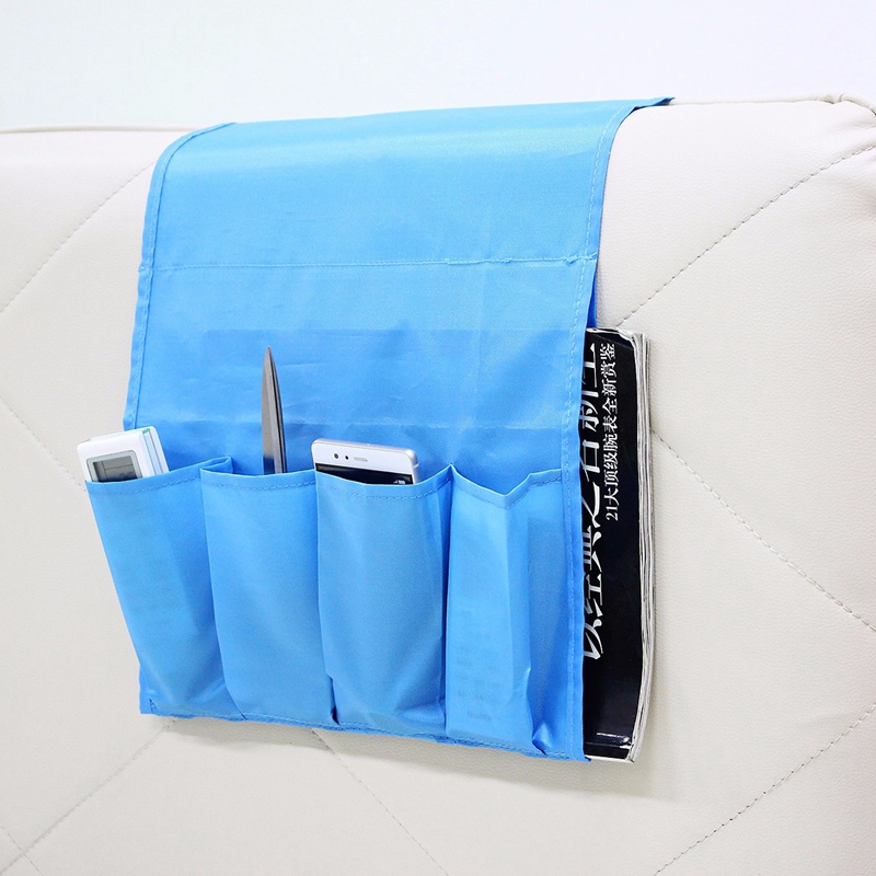 Multifunktionale Polyester 4 Taschen Lagerung Tasche Sessel Couch Sofa Nacht Fernbedienung Magazin Lagerung Inhaber Organizer: Blau