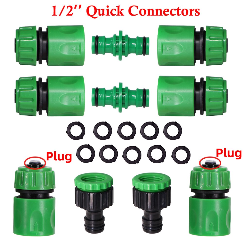 Garden Watering Hose Fitting ABS Quick Connector 1/2" End Double Male Hose Coupling Joint Adapter Extender for 16mm Tubing Pipe: B