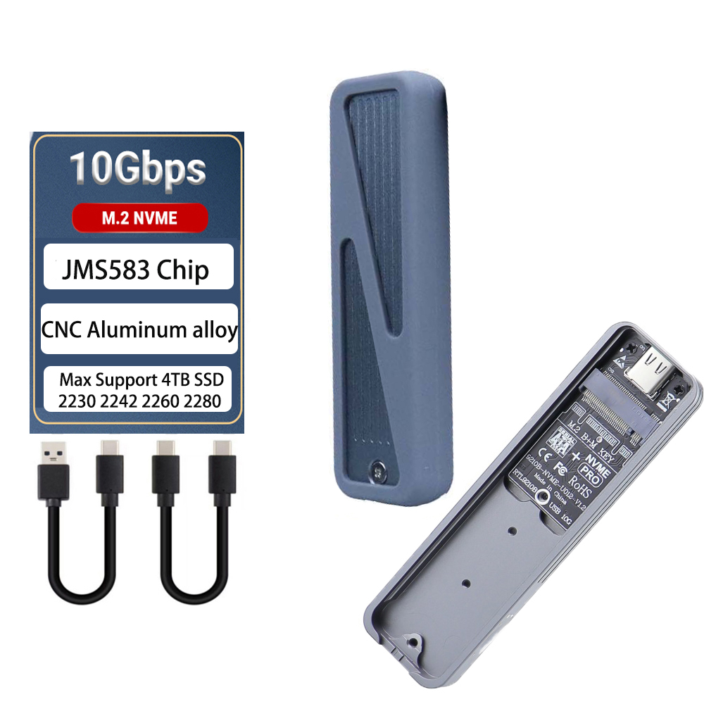 M2 SSD Case NVME SATA with Cover Protector M.2 to USB Type C 3.1 SSD Adapter for NVME PCIE NGFF SATA SSD Disk Box M.2 SSD Case: Silver