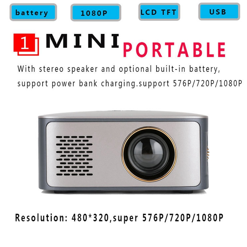 Projector SD40 1000 Lumens 1080P Mini Household Parent-Child Portable Projector Mini LED Tv(EU Plug)