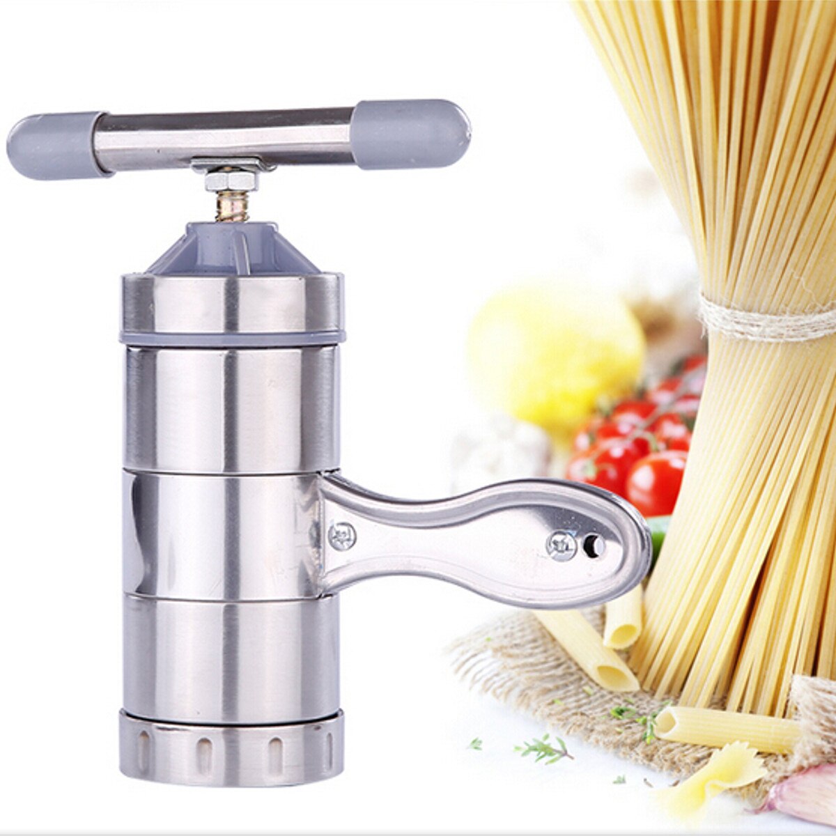 Roestvrij Staal Handmatige Pasta Machine Noodle Maker Pasta Spaghetti Persmachine Huishoudelijke Persmachine Met 5 Drukken Mould