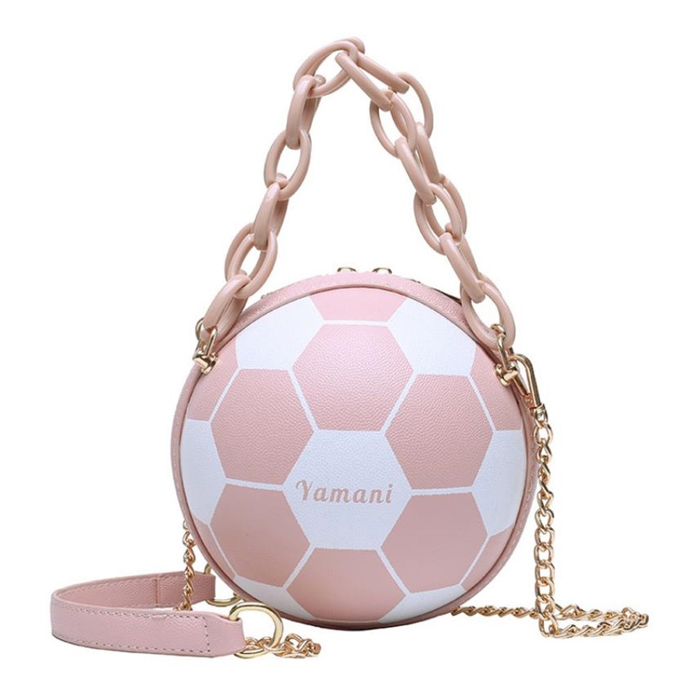 Round Handbags PU Leather Teenagers Women Zipper Shoulder Bag Football Basketball Shape Funny Messenger Bag: 8