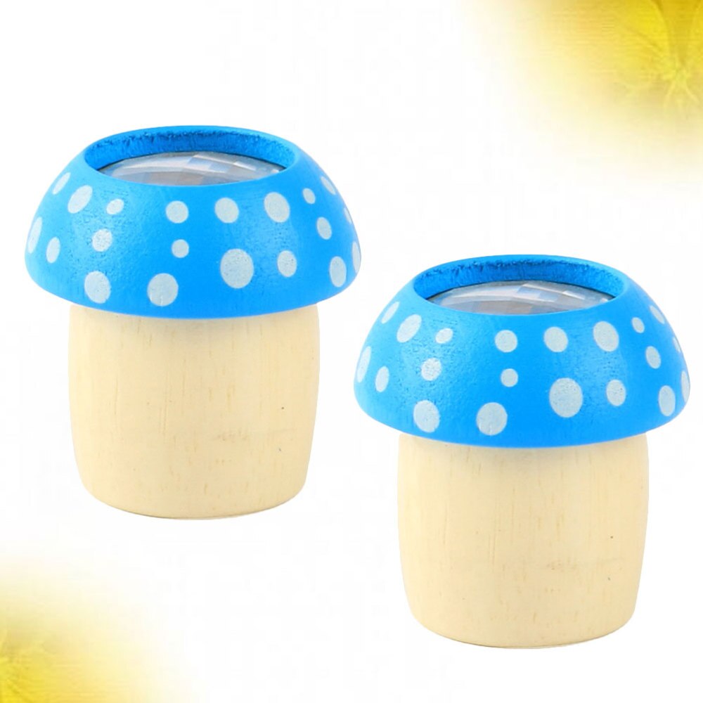 2PCS Kaleidoscopes Wooden Mushroom Polygon Smooth Polished Kaleidoscope Educational Prop (Red): Blue