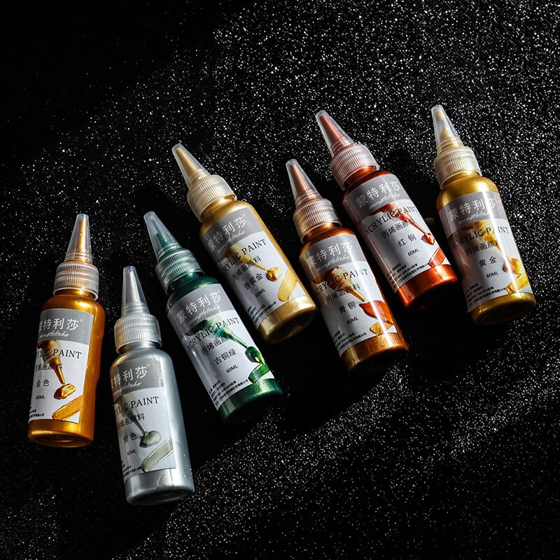 Peinture acrylique dorée, couleur métallique, imperméable, non délavée, 60/100Ml