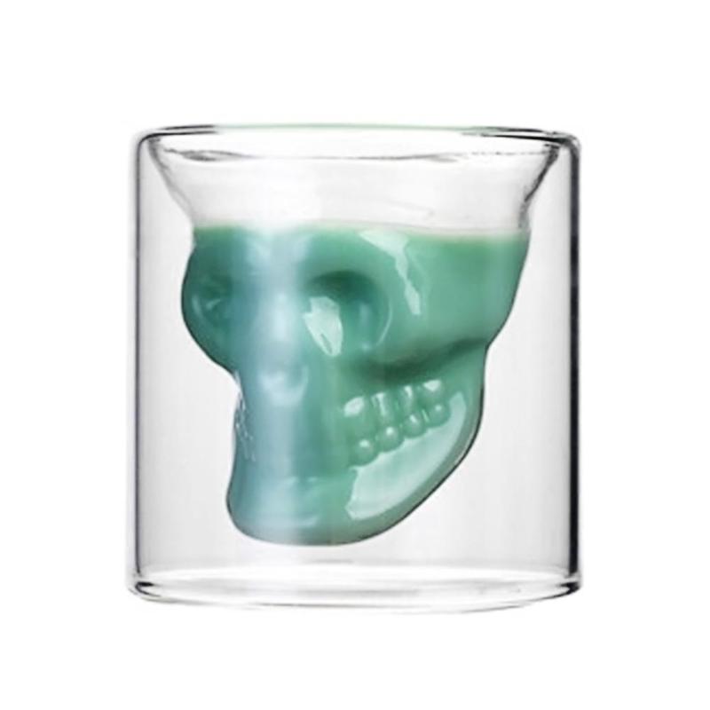 Skull Double Layer Transparent Glass Cup Beer Whiskey Wine Cup for Home Bar Party Hotel Wedding Glasses Drinkware