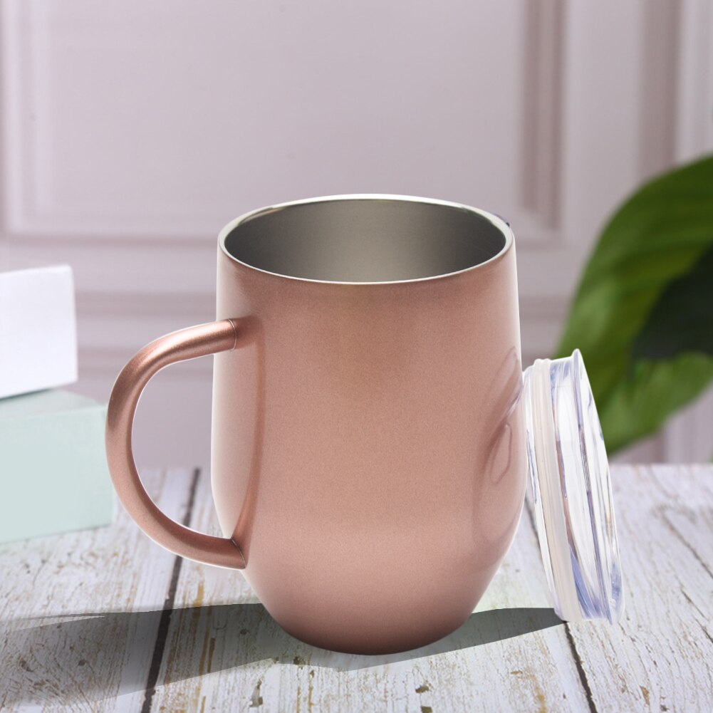 Double Wall Sealed Stainless Steel Cup Portable Healthy Coffee Champagne Curved Handle Unbreakable Home Office Wine Leak Proof