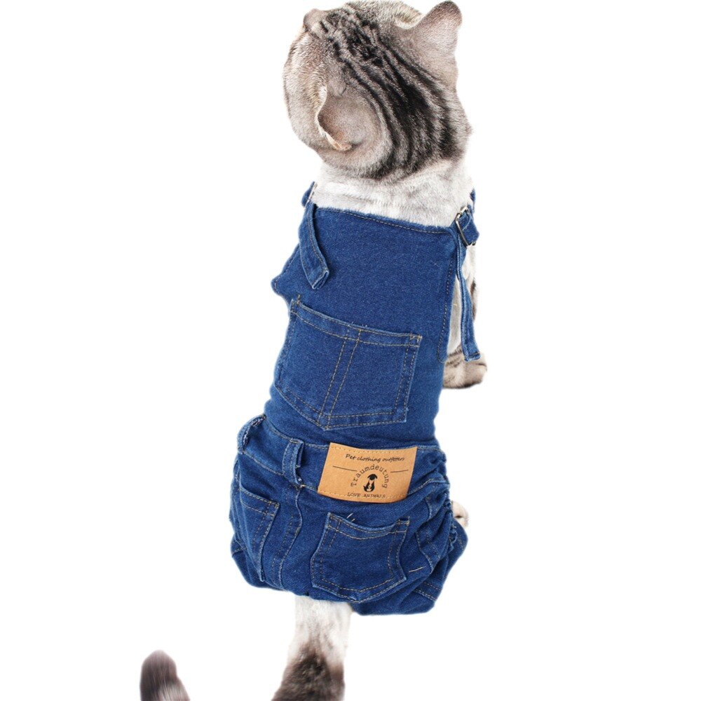 Small Cats Clothes Jeans Costume Kitten Clothes outfit For Pet Clothes Dogs Cat Clothing katten kleding chien vetement