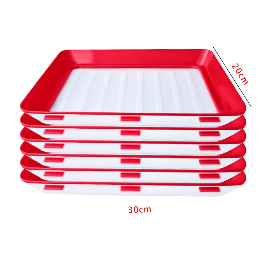 8PC Food Storage Preservation Plate Plastic Refrigerator Food Tray Kitchen Organizer Container Set Fresh Food Serving Tray: 6 PCS