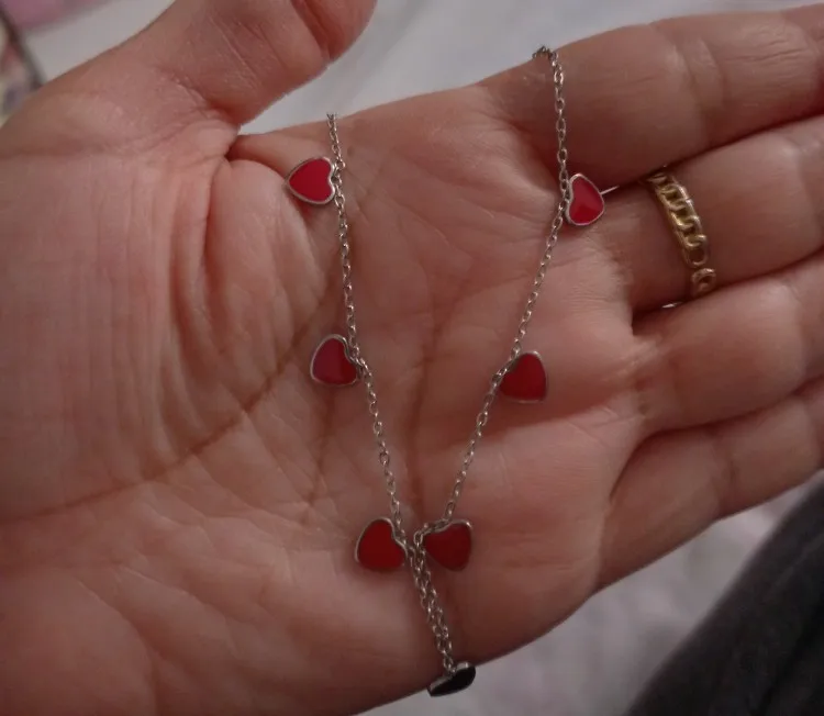 LUXUKISSKIDS Red Heart Charms Pendant Necklace Y2K Cute Tiny Love Heart Choker Babygirls Stainless Steel Jewelry Christmas