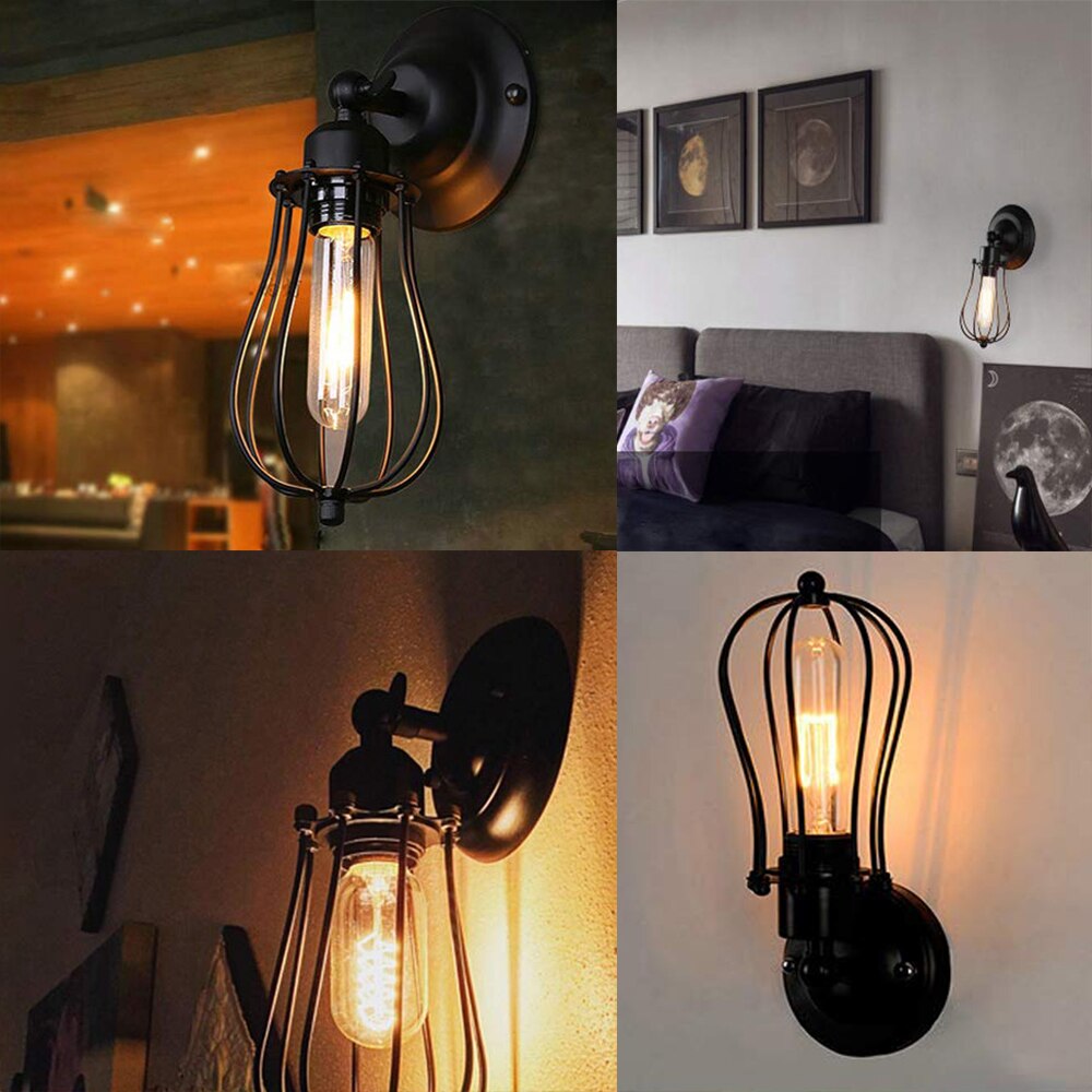 Rustic State Set of 1/2/3/4 Fixture Metal Wire Cage Lamp Guard Vintage Style Lamp Cage Lamp shades Bulb Guard Lamp Cage D30