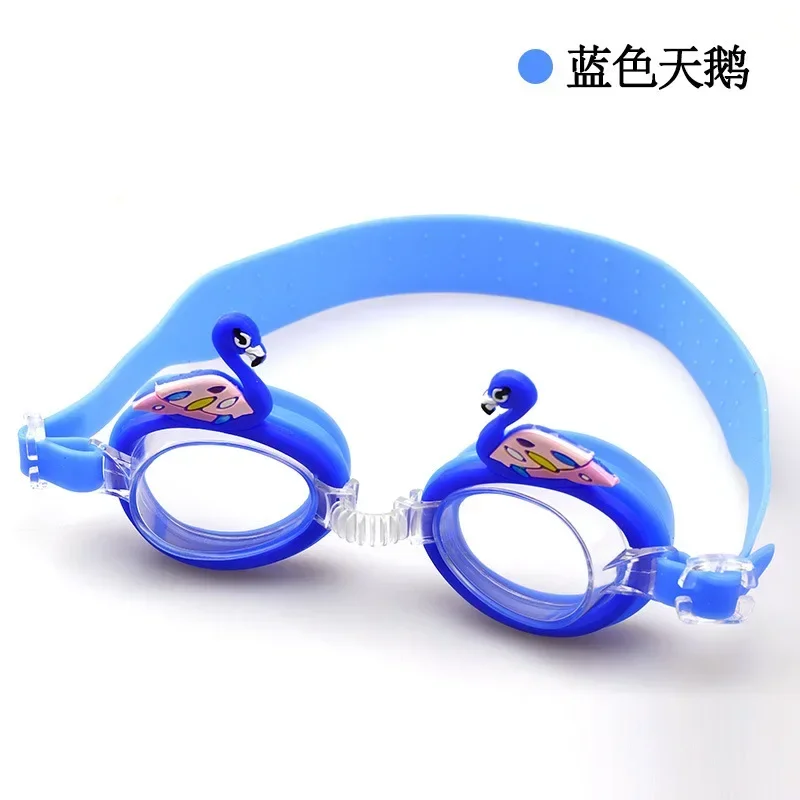 Lunettes de natation en silicone pour enfants, bandages souples réglables, élastiques et étanches, équipement de piscine pour filles, dessin animé mignon: vert militaire