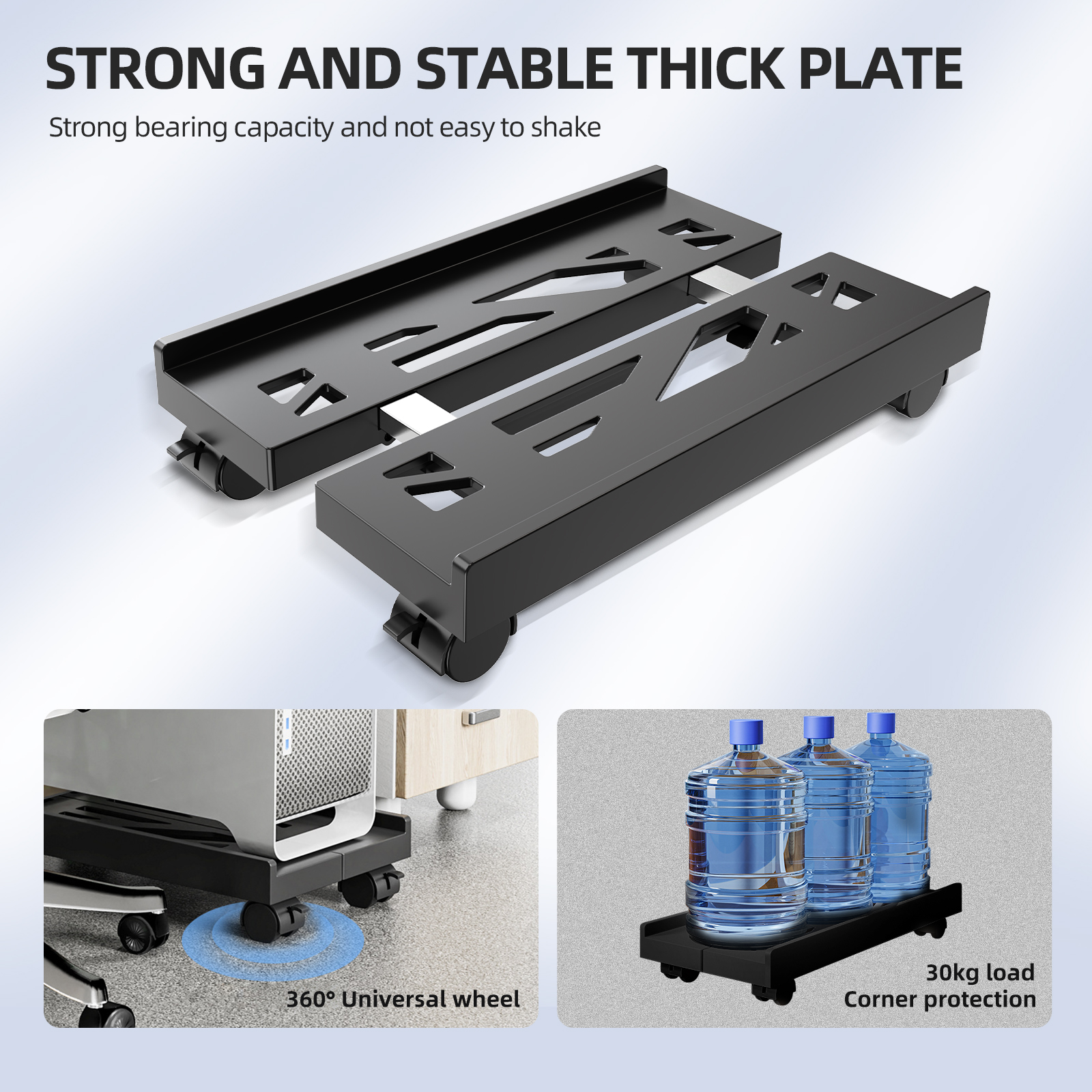 Mobile CPU Stand PC Tower Stand Portable Removable Bracket Gaming Desk Accessories Ventilated Computer Tower Stand Adjustable